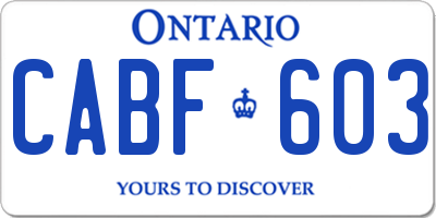 ON license plate CABF603