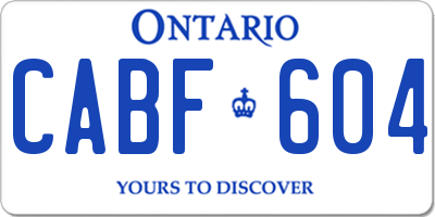 ON license plate CABF604