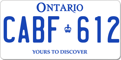 ON license plate CABF612