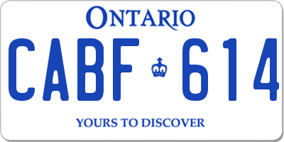 ON license plate CABF614