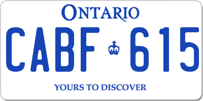 ON license plate CABF615