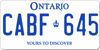 ON license plate CABF645