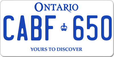 ON license plate CABF650