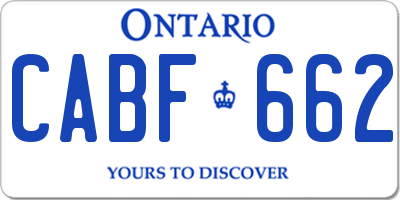 ON license plate CABF662