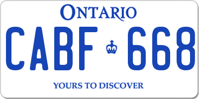 ON license plate CABF668