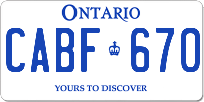 ON license plate CABF670