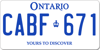 ON license plate CABF671