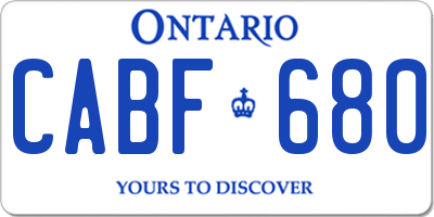 ON license plate CABF680