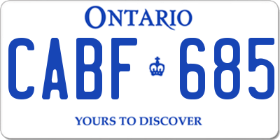 ON license plate CABF685