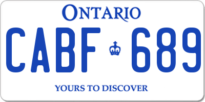 ON license plate CABF689