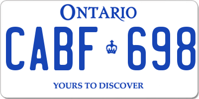 ON license plate CABF698