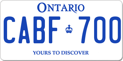 ON license plate CABF700