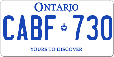 ON license plate CABF730