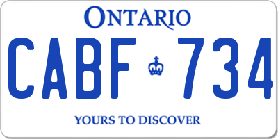 ON license plate CABF734