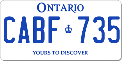 ON license plate CABF735