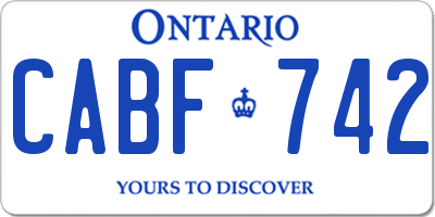 ON license plate CABF742