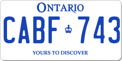 ON license plate CABF743