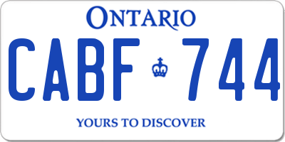 ON license plate CABF744