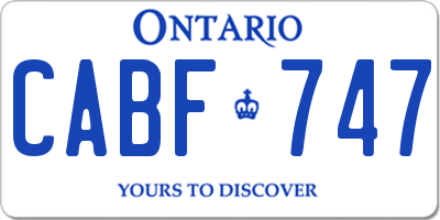 ON license plate CABF747