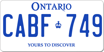 ON license plate CABF749