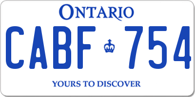 ON license plate CABF754