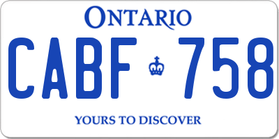 ON license plate CABF758