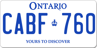 ON license plate CABF760