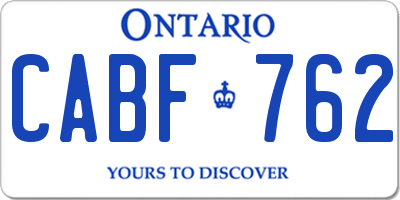 ON license plate CABF762