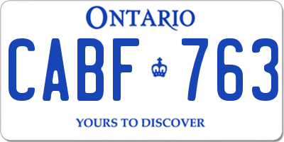 ON license plate CABF763