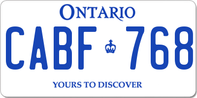 ON license plate CABF768