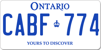 ON license plate CABF774