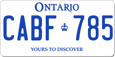 ON license plate CABF785