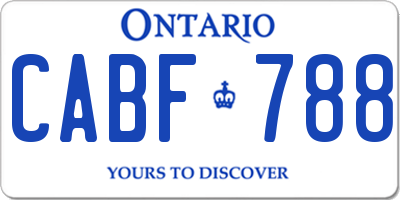 ON license plate CABF788