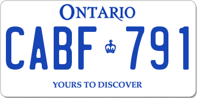 ON license plate CABF791