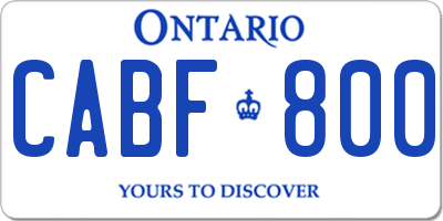 ON license plate CABF800