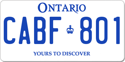 ON license plate CABF801