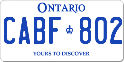 ON license plate CABF802