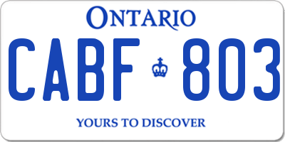 ON license plate CABF803