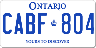 ON license plate CABF804