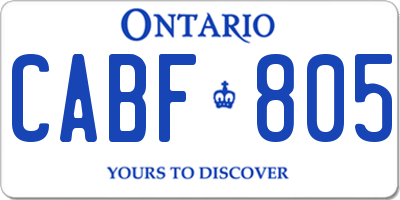 ON license plate CABF805