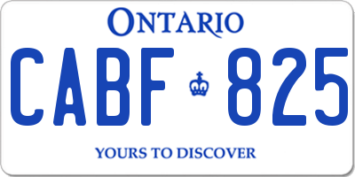 ON license plate CABF825