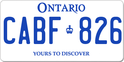 ON license plate CABF826