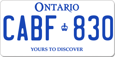 ON license plate CABF830