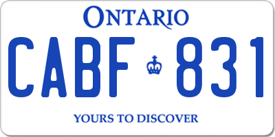 ON license plate CABF831