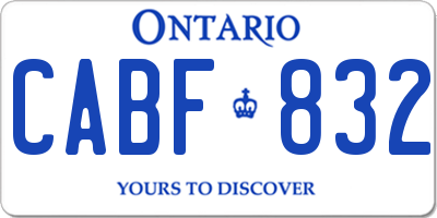 ON license plate CABF832