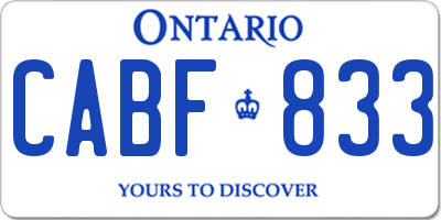 ON license plate CABF833