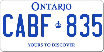 ON license plate CABF835