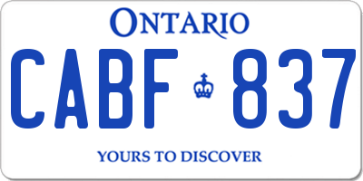 ON license plate CABF837