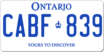 ON license plate CABF839