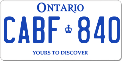 ON license plate CABF840